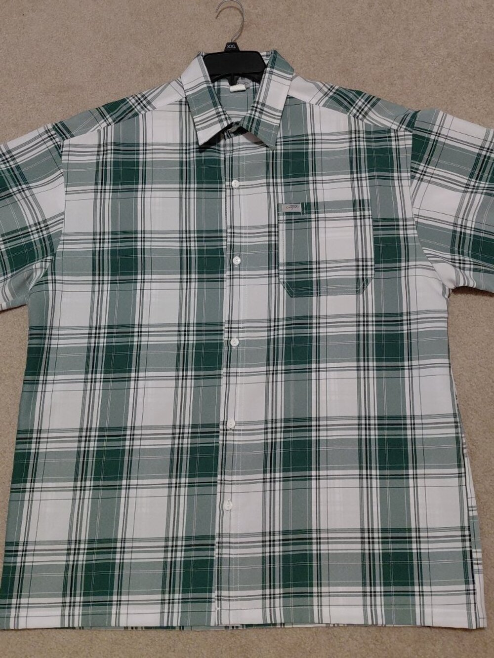 Vtg Caltop Mens Plaid Short Sleeve 90s Y2K Gangster USA Green, White 2XL USA
